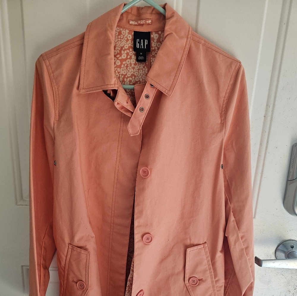 GAP 100% Cotton Salmon Pink Trench Coat
